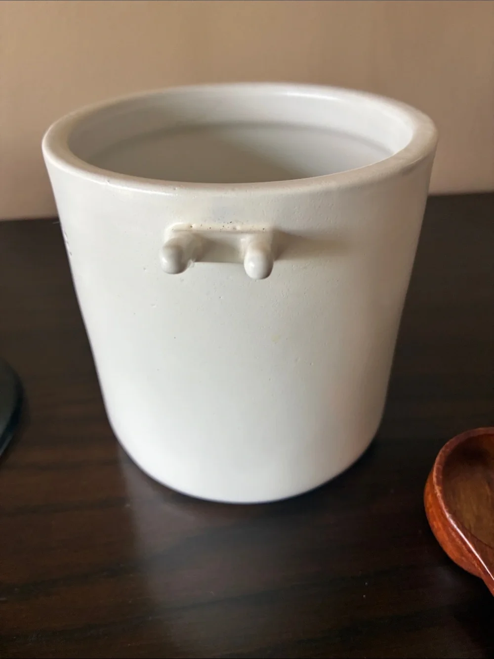 Hearth & Hand White Ceramic Coffee Canister with Wooden Lid and Spoon